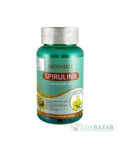 Спирулина с Амлой (Spirulina with Amla), 60 кап, Патанджали (Patanjali)