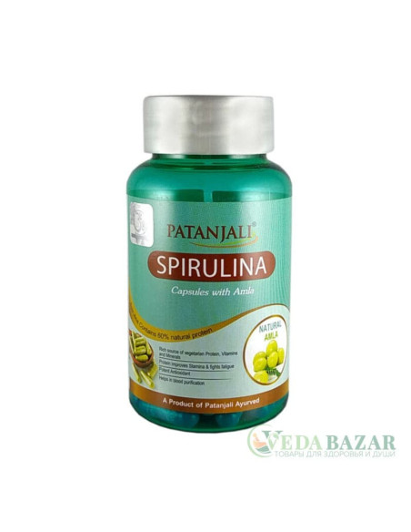 Спирулина с Амлой (Spirulina with Amla), 60 кап, Патанджали (Patanjali)