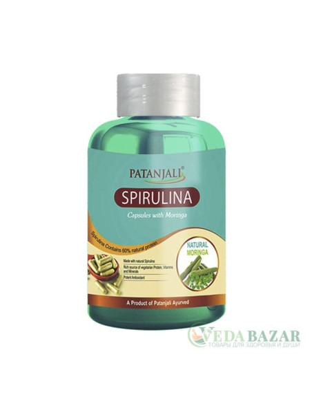 Спирулина с Морингой (Spirulina with Moringa), 60 кап, Патанджали (Patanjali)