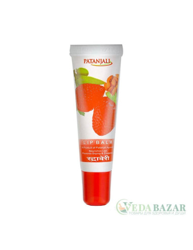 Бальзам для губ Клубника (Lip Balm Strawberry), 10 гр, Патанджали (Patanjali)