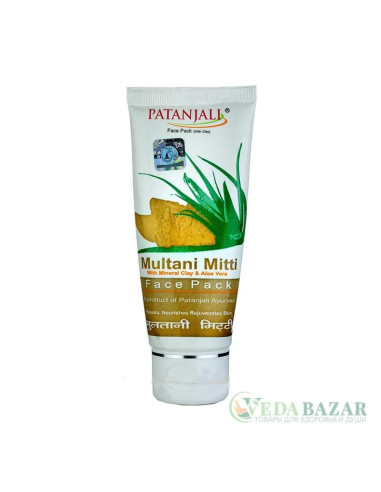 Маска для лица с лечебной глиной Мултани Митти (Multani Mitti Face Pack), 60 гр, Патанджали (Patanjali)