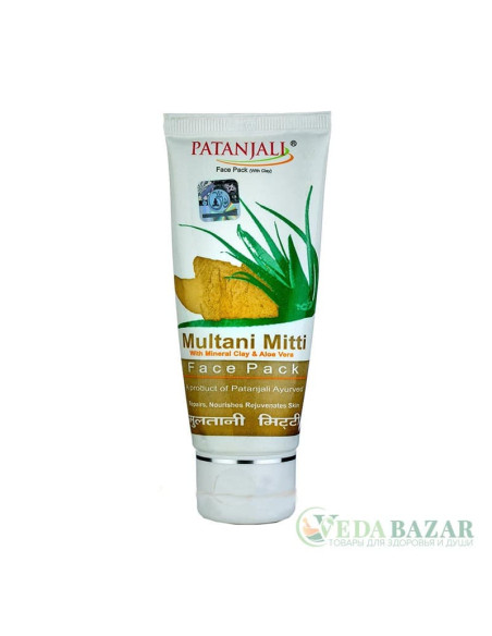 Маска для лица с лечебной глиной Мултани Митти (Multani Mitti Face Pack), 60 гр, Патанджали (Patanjali)