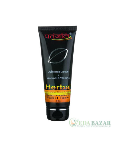 Пенка для умывания лица (Activated Carbon Face Foam) с активированным углем, 60 гр, Патанджали (Patanjali)