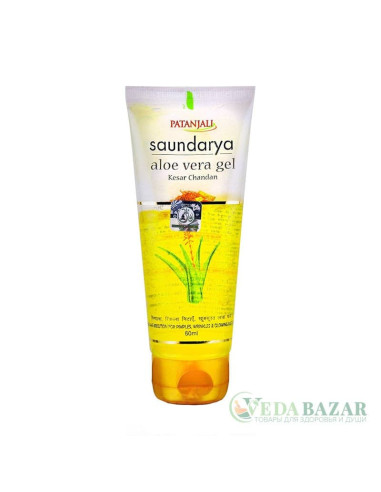 Гель Алоэ Вера Саундарья Шафран и Сандал (Saundarya Aloe Vera Gel Kesar Chandan), 60 мл, Патанджали (Patanjali)