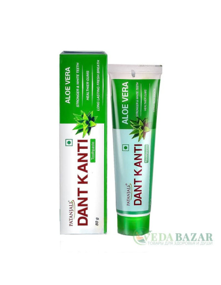 Аюрведическая зубная паста Дент Канти Алоэ Вера (Dant Kanti Aloe Vera Toothpaste), 80 гр, Патанджали (Patanjali)