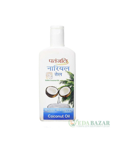Натуральное Масло Кокоса (Pure Coconut Oil), 200 Мл, Патанджали (Patanjali)
