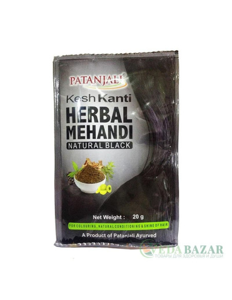 Хна для волос черная (Herbal Mehandi Kesh Kanti Natural Black), 20 гр, Патанджали (Patanjali)