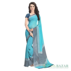 Сари из шифона в горошек (цвет — голубой), Chiffon Sari (color — blue)