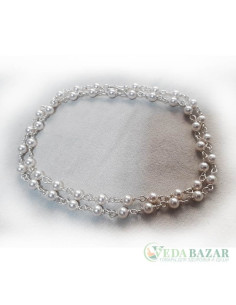 Бусы жемчуг с серебром 1 ряд (Pearl Silver), 3 мм, Индия
