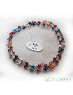 Бусы Навартана 1 ряд (Navaratna Silver), 4 мм, Индия