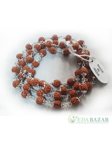 Бусы Рудракши 1 ряд (Rudraksha Silver), 5 мм, 70 см, Индия