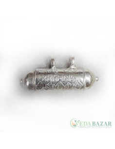 Кавача серебряная Кришна (Silver Kavacha Krishna), 3 см, Индия