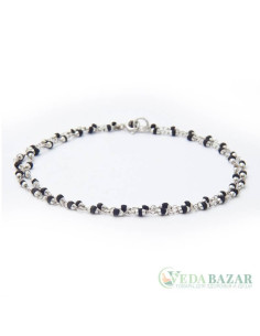Кантхималы туласи черные с серебром 1 ряд (Tulasi Silver), 3 мм, Индия
