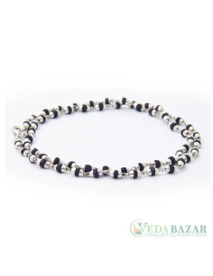 Кантхималы туласи черные с серебром 1 ряд (Tulasi Silver), 5 мм, Индия