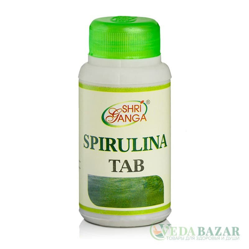 Спирулина (Spirulina) источник витаминов и белка, 60 таб, Шри Ганга (Shri Ganga)