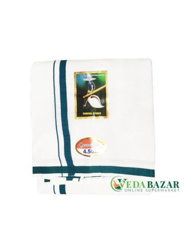 Дхоти хлопок синяя линия (Dhoti cotton blue line), 4,5 м, Ведабазар (Vedabazar)
