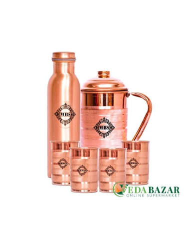 Набор медной посуды, 6 предметов (MBS Copper Glass, Jug And Bottle - 6 Pieces), 1500 мл