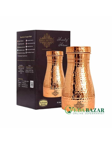 Бутылка медная широкая Indian Art Villa (Indian Art Villa Copper Bottle With Inbuilt Glass), 1100 мл