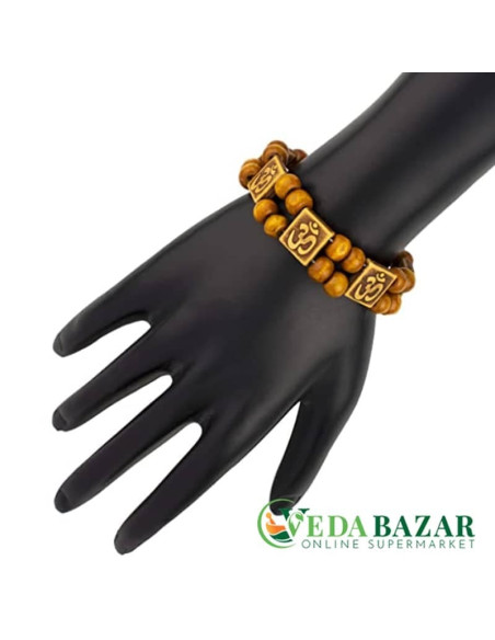 Регулируемый браслет с деревянными бусинами (Adjustable Om Bracelet With Wooden Beads ), 30 гр, Shining Jewel (India)