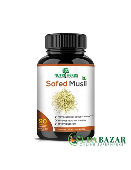 Сафед Мюсли 800 мг (Safed Musli), 90 кап, Нутрихэрбс (Nutriherbs)