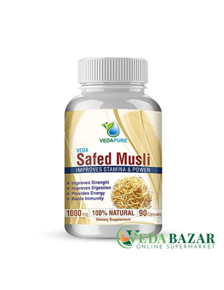 Сафед Мюсли для мужской силы (Safed Musli), 90 кап, 1000 мг, Ведапюр (Vedapure)