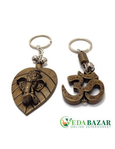 Набор брелок для ключей Ом и Ганеш (Om Leaf Ganesh Keychain), 100гр, Кэй Эра (Key Era)