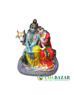 Сувенир Статуэтка Радха, Кришна и корова (souvenir figurine of Radha Krishna and cow), 15 см