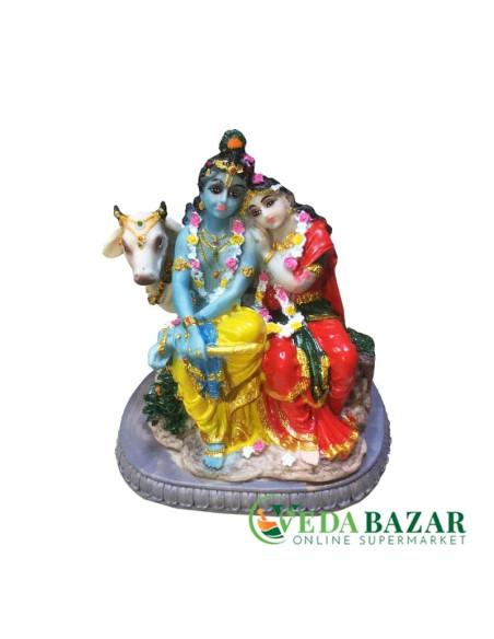 Сувенир Статуэтка Радха, Кришна и корова (souvenir figurine of Radha Krishna and cow), 15 см