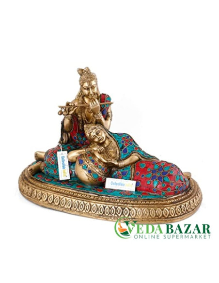 Латунная статуя Радхи Кришны (Lord Radha Krishna Brass Statue), 30,5 x 18 x 20 см, Ведабазар (Vedabazar)