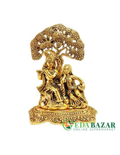 Металлическая статуя Радхи-Кришны ручной работы (Handicrafts Metal Radha-Krishna Statue), 8 X 13 X 18 см, Ведабазар (Vedabazar)
