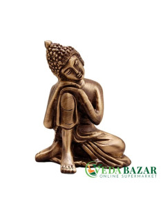 Статуэтка Медный Будда, отдыхающий (Two Moustaches Brass Buddha), 7.6 x 6.3 x 9 см, Ведабазар (Vedabazar)
