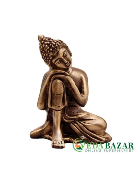 Статуэтка Медный Будда, отдыхающий (Two Moustaches Brass Buddha), 7.6 x 6.3 x 9 см, Ведабазар (Vedabazar)
