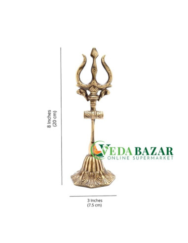 Латунный Тришул Шивы (Brass Shiva's Trishul), 7.62 x 7.62 x 20.32 см, Ведабазар (Vedabazar)