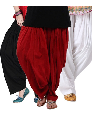Женские традиционные хлопковые Патиала шальвары (Women's Cotton Traditional Patiala Salwars), 3 шт. в упаковке.