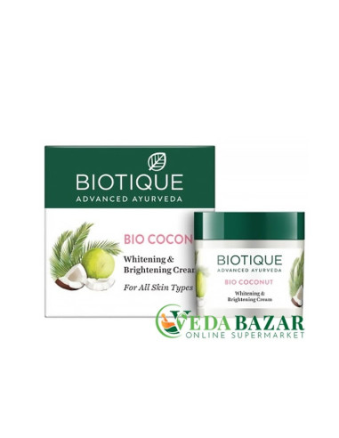 Био коконат, отбеливающий и освежающий крем, (Bio Coconut), 50 гр., Биотик (Biotique)