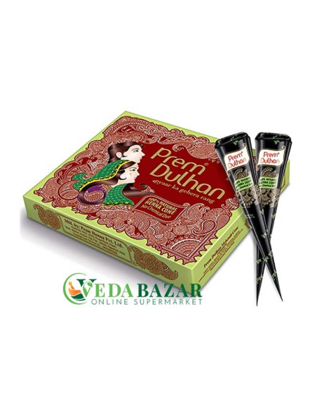 Прем Дулан мехенди в конусах, коричневый (Prem Dulhan Mehandi Cone), 12 шт., Прем Грин (Prem Green)