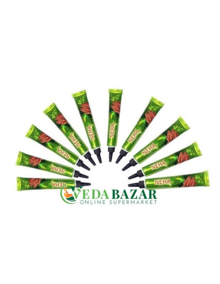 Татуировки мехенди из хны в тюбиках, темно-красные (Mehendi Tattoo Paste Tubes), 10 шт., Неха (Neha)