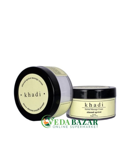 Натуральный массажный крем с миндальным и абрикосовым маслами (Natural Almond & Apricot Massage Cream) 50 гр, Кхади (Khadi)