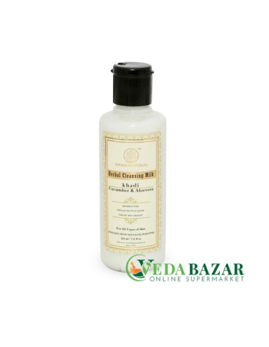 Купить Очищающее молочко Огурец и Алоэ Вера (Cucumber & Aloevera Cleansing Milk Cream with Sheabutter), 210 мл, Кхади Нейчерал (