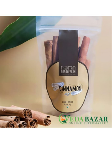 100% натуральная корица, (Cinnamon), 75 гр, Тоттам Фарм Фрэш (Thottam Farm Fresh)