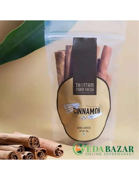 100% натуральная корица, (Cinnamon), 75 гр, Тоттам Фарм Фрэш (Thottam Farm Fresh)