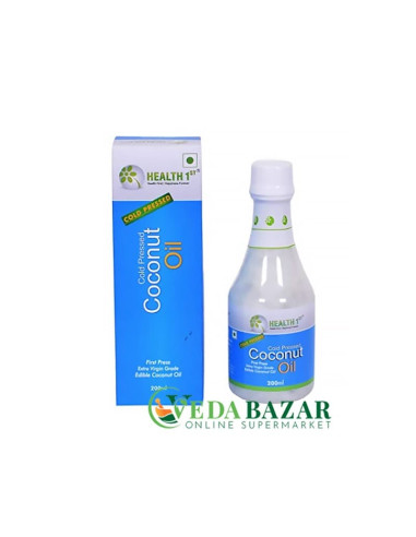 Масло Кокосовое Холодного Отжима (Cold Pressed Сoconut Oil), 200 Мл, Хелтх 1 (Health 1st)