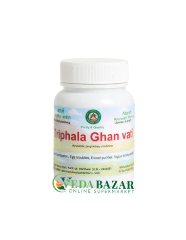 Препарат для Нормализации ЖКТ Трифала Гхан Вати (Triphala Ghan Vati), 100 Гр, 200 Таб, Адарш (Adarsh)