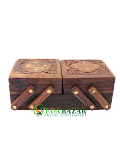 Деревянная шкатулка для украшений с латунной инкрустацией (Jewellery Box for Women), 20.3 x 10.2 x 7.6 см