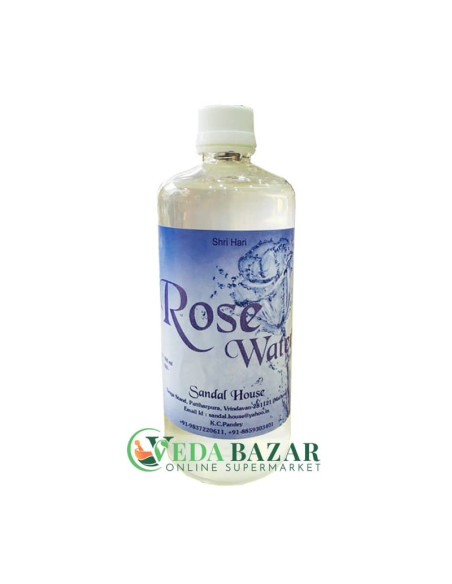 Пищевая Розовая Вода (Rose water), 500 Мл, Сандал Хаус (Sandal House)
