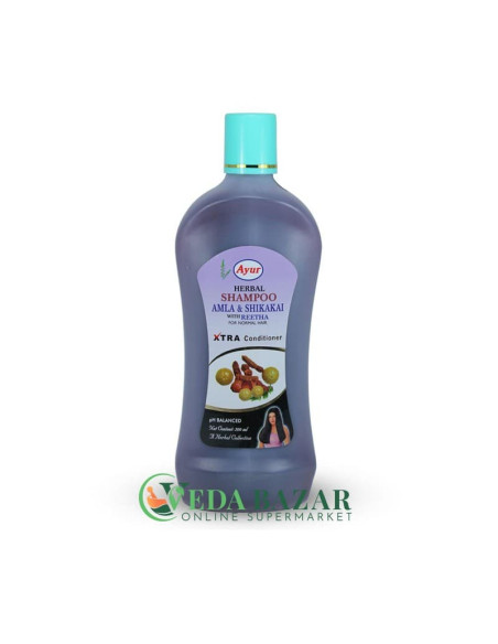 Шампунь от Ломкости Волос Амла и Шикакай (Shampoo Amla & Shikakai), 500 Мл, Аюр (Ayur)