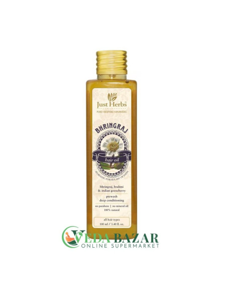 Масло для волос Бринградж  (Нair Оil Bhringraj ), 100 мл, Джаст Хербс (Just Herbs)