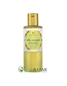 Шампунь "Шелковистая сила" (Shampoo Silky strength), с алоэ вера и зародышами пшеницы, 200 мл, Джаст Хербс (Just Herbs)