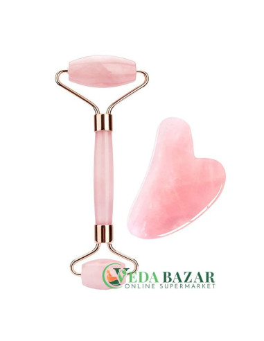 Роллер-Массажер для Лица из Розового Кварца (Rose Quartz Roller), Индия (India)
