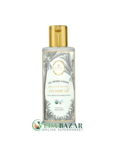 Масло кокосовое (Extra Virgin Coconut Oil), первый холодный отжим, 200 мл, Джаст Хербс (Just Herbs)